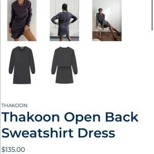 Thakoon Open Back Gray Sweatshirt Dress round neck long sleeeves,size medium